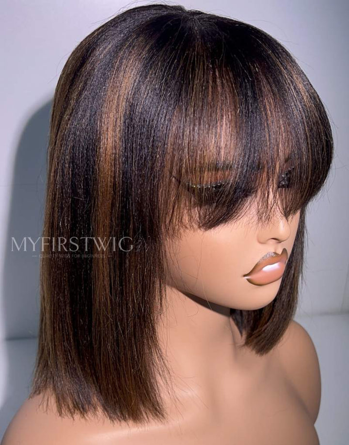 Yaki Highlight Brown 4x4 Closure Wig - Final Deal & No Code Needed - ABFL4420