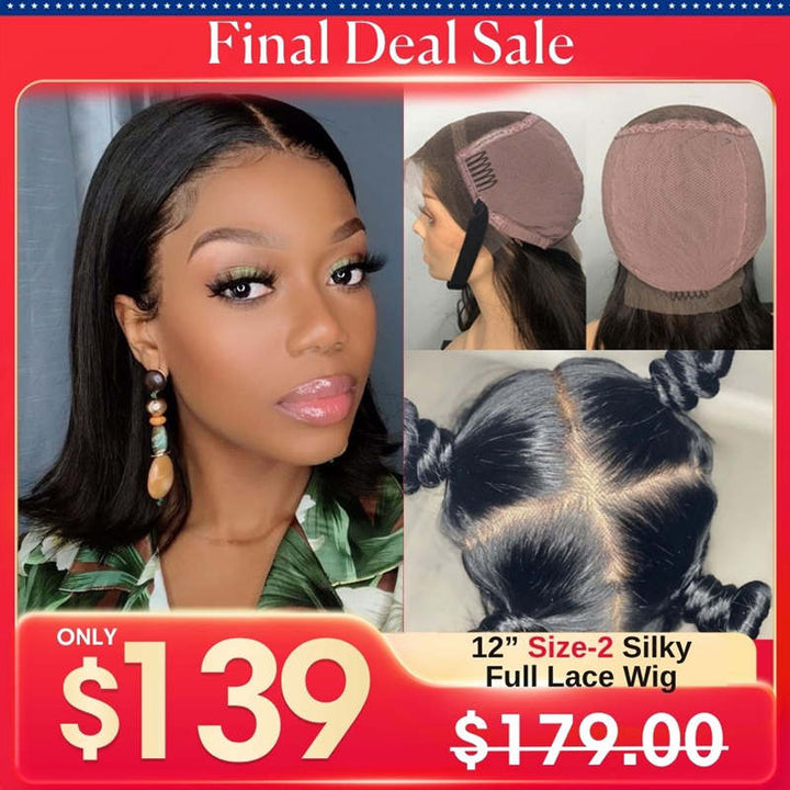 13x6 Yaki Kurzhaar Bob Unsichtbare, kleberlose Lace Front Perücke - NCB002