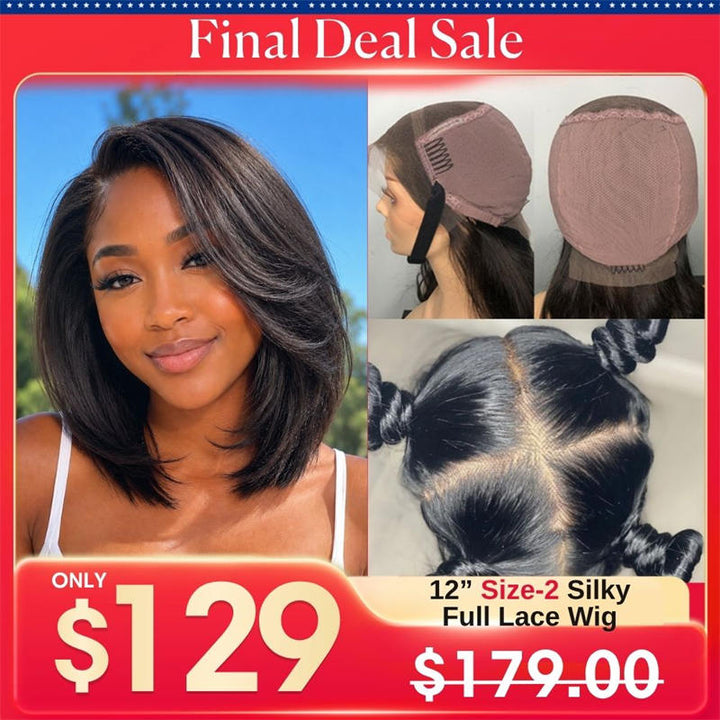 13x6 Yaki Kurzhaar Bob Unsichtbare, kleberlose Lace Front Perücke - NCB002