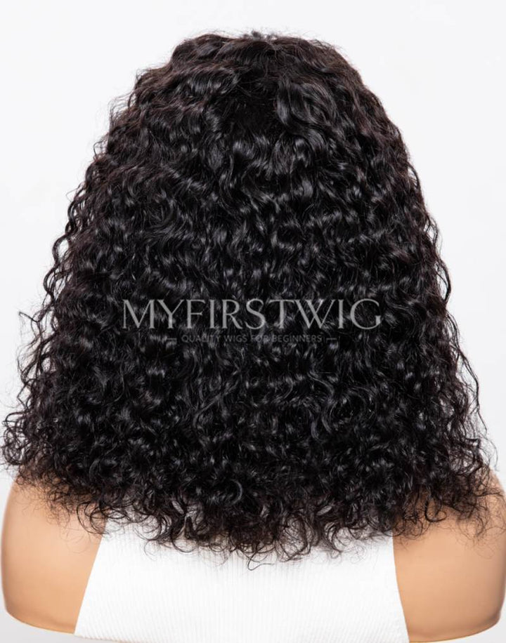 14" Deep Wave Curly Wig With Bangs Invisible 160% Density Glueless 4x4" Closure Wig  - FL4419