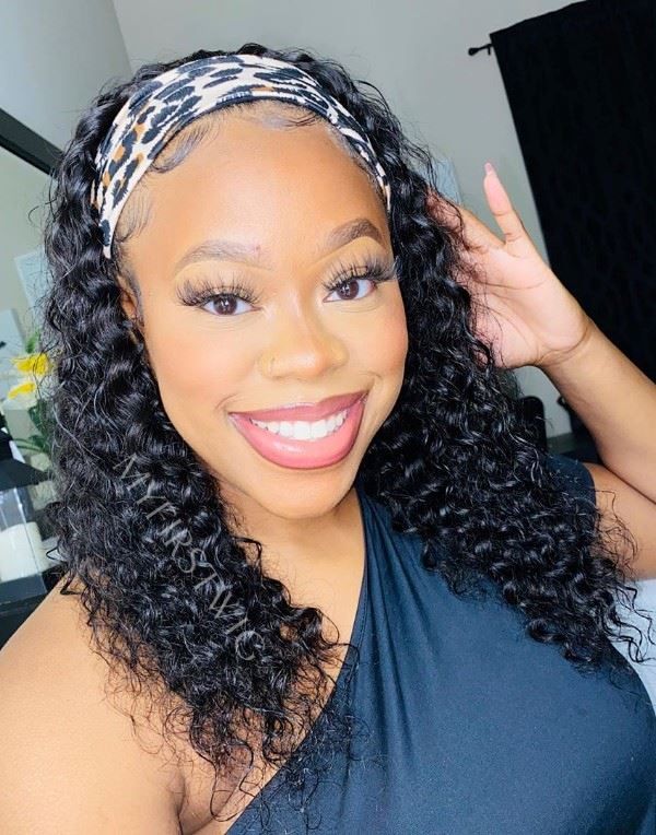 18-20" lockige, tief gewellte Stirnbandperücke, klebefreie Aufziehperücke – HBW003