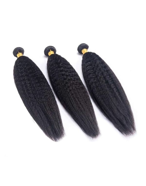 Bundles with Closure Deal - Kinky Straight Human Hair 3 Bundles with 5×5 HD Lace Closure - BCD004