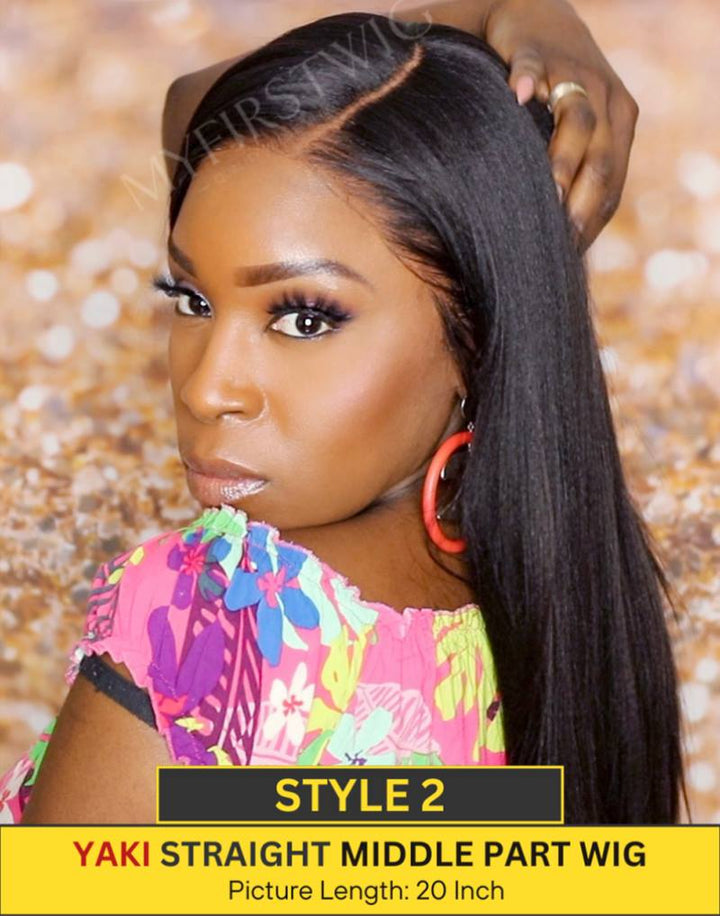 13x6 Wig Final Deal Sale | 14-20 Inch Natural Black Silky Yaki & No Code Needed - FDLW01