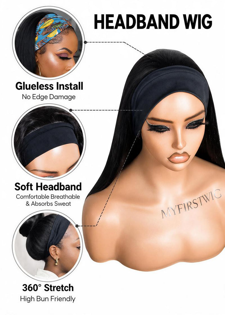 Clearance - Headband Wig  Indian Hair - 10" Yaki Size 1- MHY-501