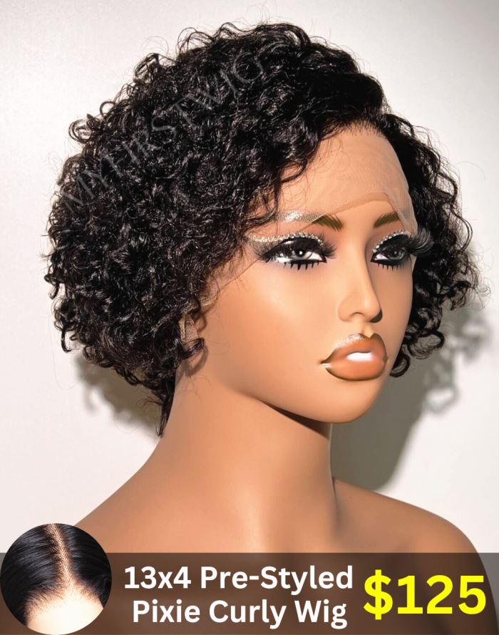 13x4 Pre-Styled Pixie Cut Short Curly Wear Go Lace Front Wig-NIC001