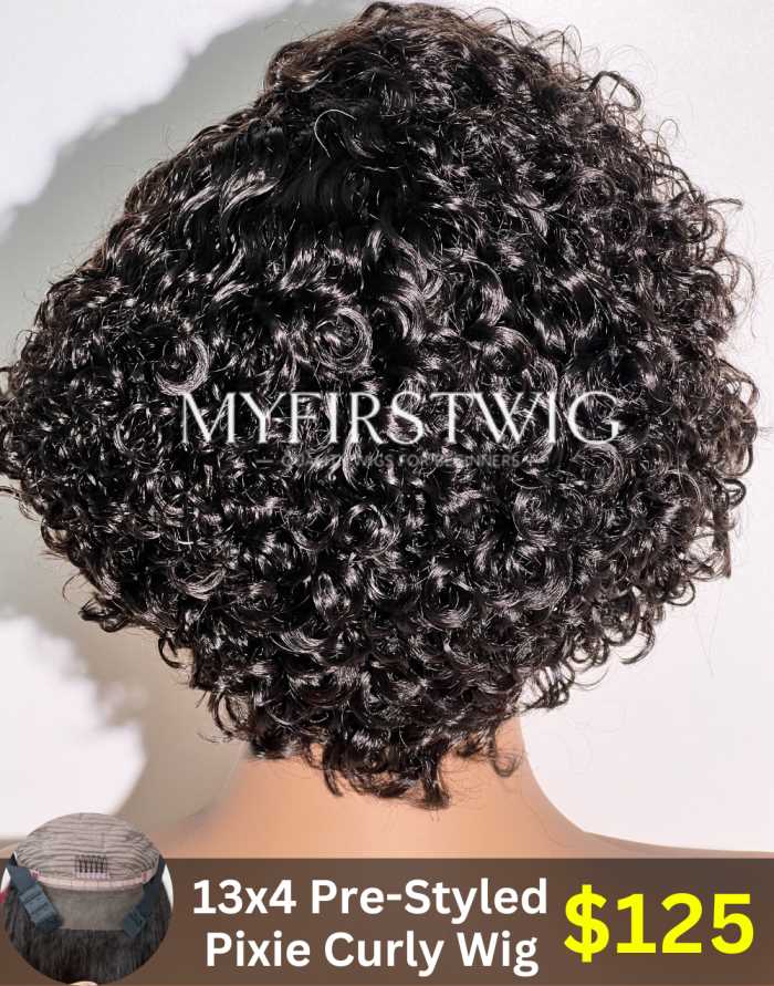 13x4 Pre-Styled Pixie Cut Short Curly Wear Go Lace Front Wig-NIC001