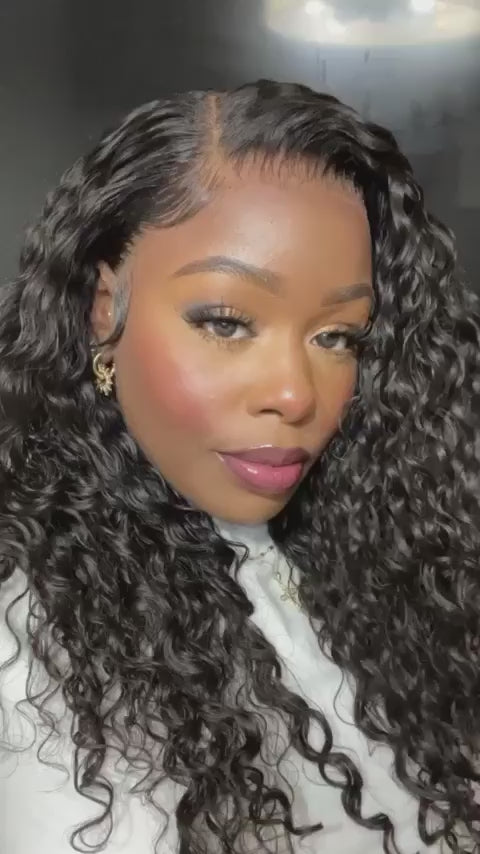 C-Shape Ear Fit 7x5" Wear & Go Glueless Wig 180% Density - Long Deep Wave Curly - PM032