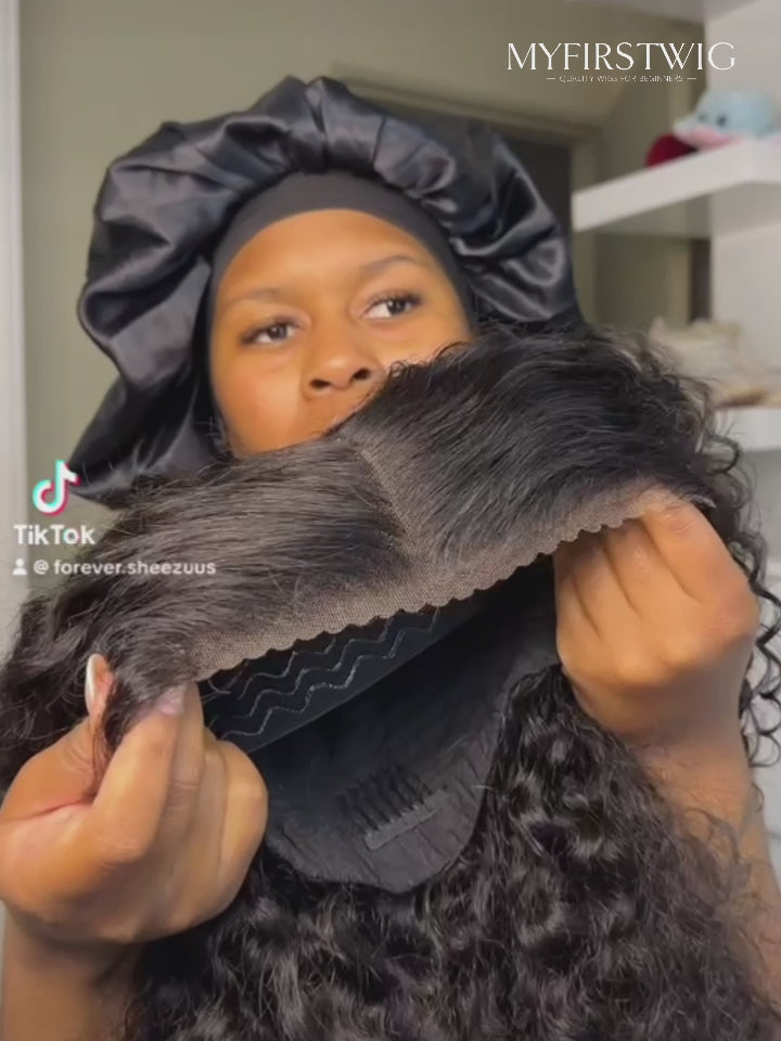 C-Shape Ear Fit 7x5" Wear & Go Glueless Wig 180% Density - Long Deep Wave Curly - PM032