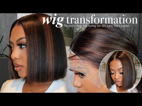 Highlight Brown Short Bob Wig HD Lace Wear & Go Glueless Closure Wig - CLB022