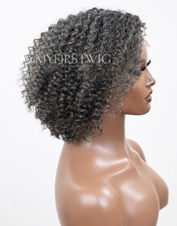 Salt & Pepper Grey Curly HD Lace Wear & Go Glueless Wig - CLC015