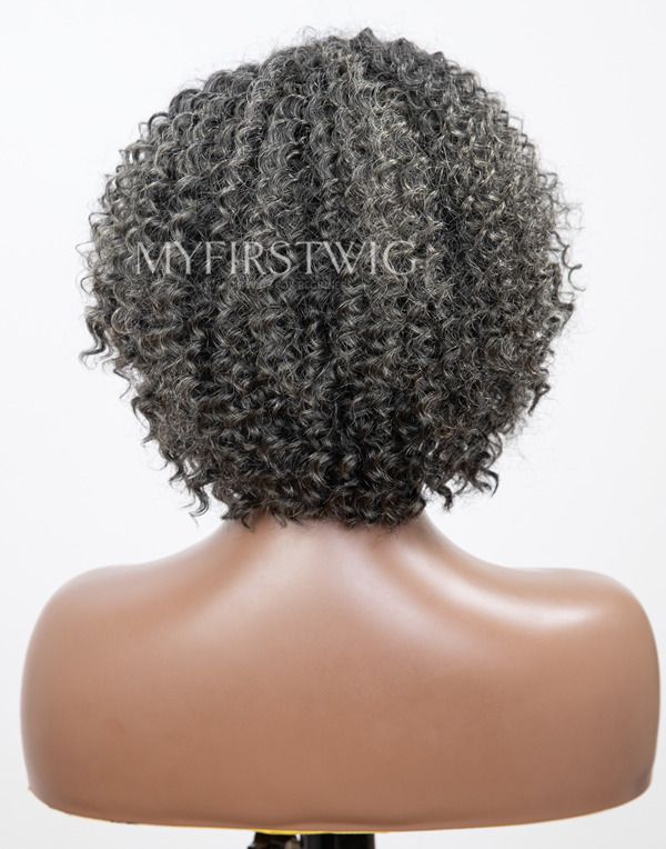 Salt & Pepper Grey Curly HD Lace Wear & Go Glueless Wig - CLC015