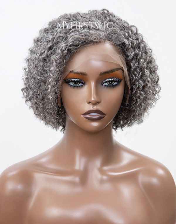 Salt & Pepper Grey Short Curly HD Lace Wear & Go Glueless Wig - CLC016