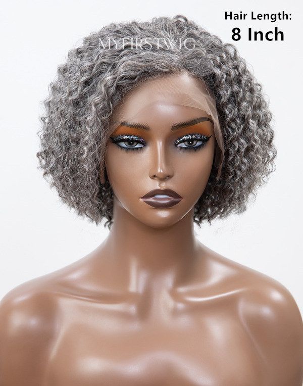 Salt & Pepper Grey Short Curly HD Lace Wear & Go Glueless Wig - CLC016