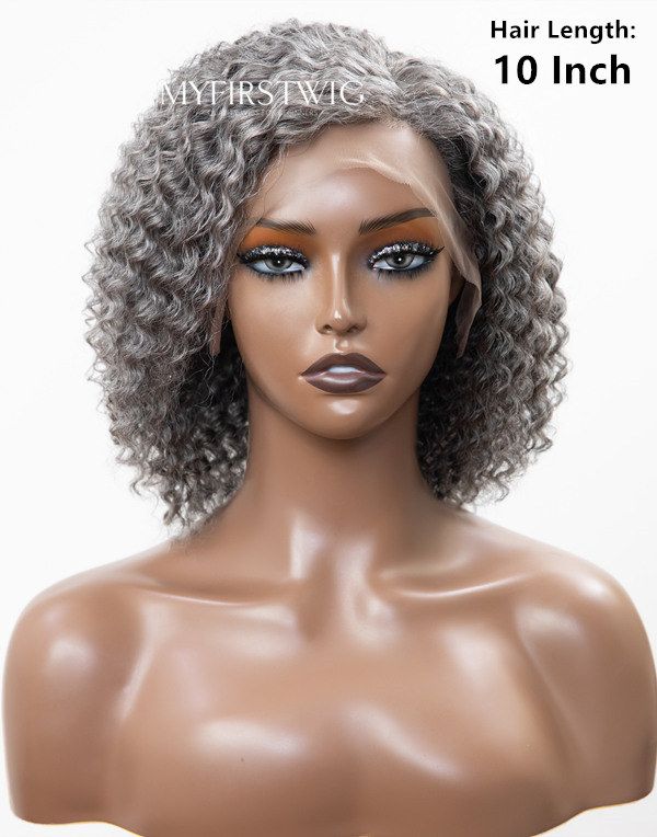 Salt & Pepper Grey Short Curly HD Lace Wear & Go Glueless Wig - CLC016