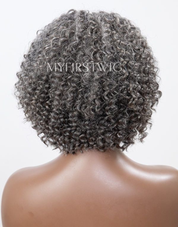 Salt & Pepper Grey Short Curly HD Lace Wear & Go Glueless Wig - CLC016