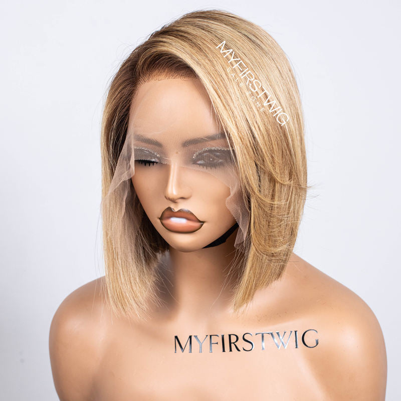 Side Part Layered Bob Wig HD Lace Wear & Go Glueless Closure Wig - CLB050