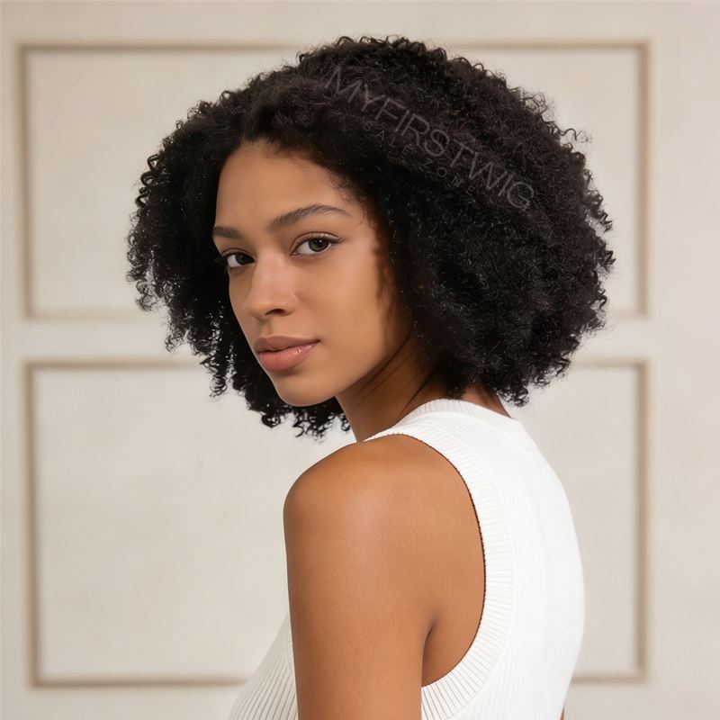 13x6 Yaki Kurzhaar Bob Unsichtbare, kleberlose Lace Front Perücke - NCB002