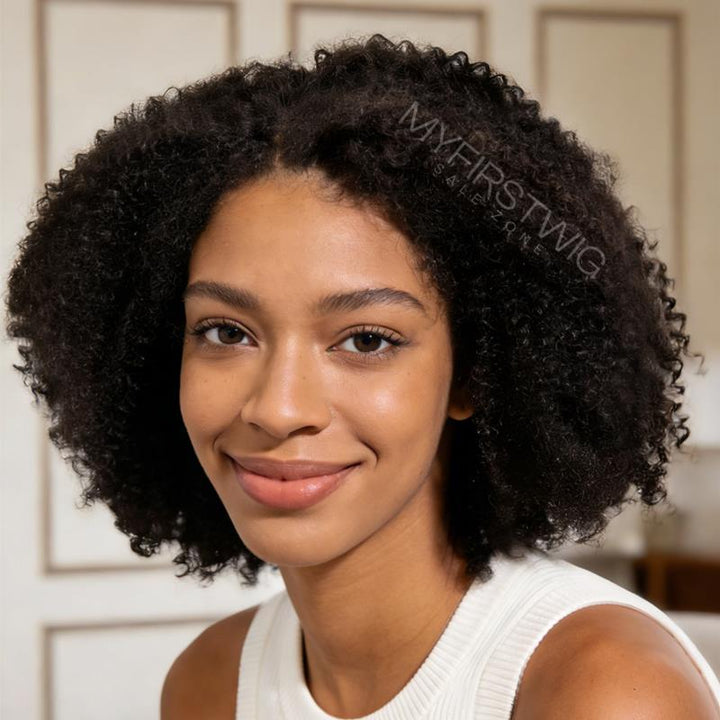 13x6 Yaki Kurzhaar Bob Unsichtbare, kleberlose Lace Front Perücke - NCB002