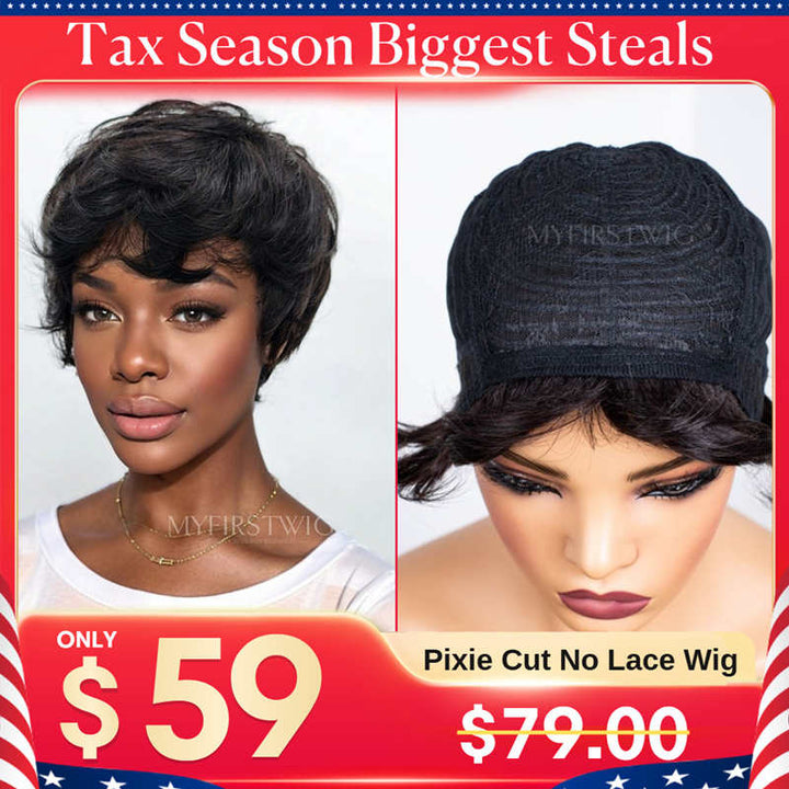 13x6 Yaki Kurzhaar Bob Unsichtbare, kleberlose Lace Front Perücke - NCB002