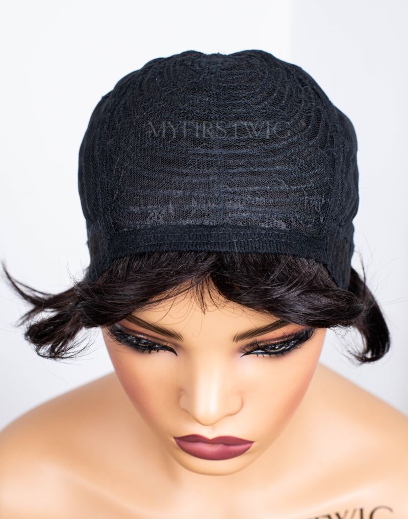 13x6 Yaki Kurzhaar Bob Unsichtbare, kleberlose Lace Front Perücke - NCB002