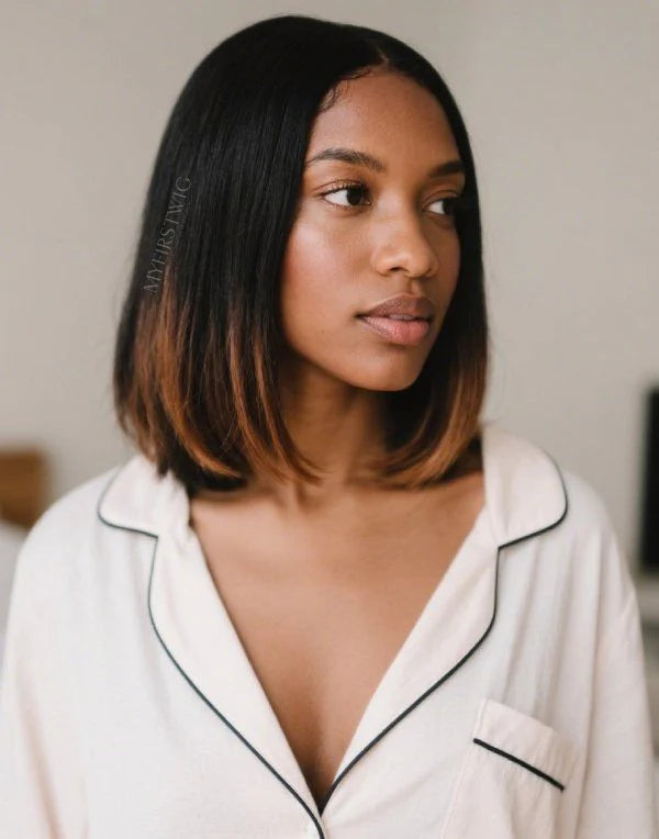 Wig For Office - Ombre Brown Middle Part HD Lace Wear & Go Glueless Wig - MAI002AP