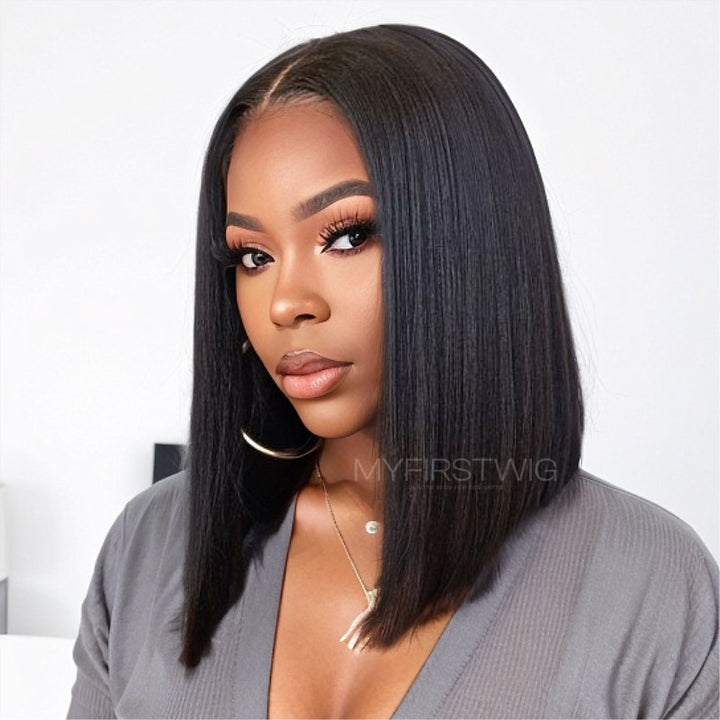 13x6 Glatter, langer Bob, unsichtbare, kleberlose Lace-Front-Perücke – ANI8004