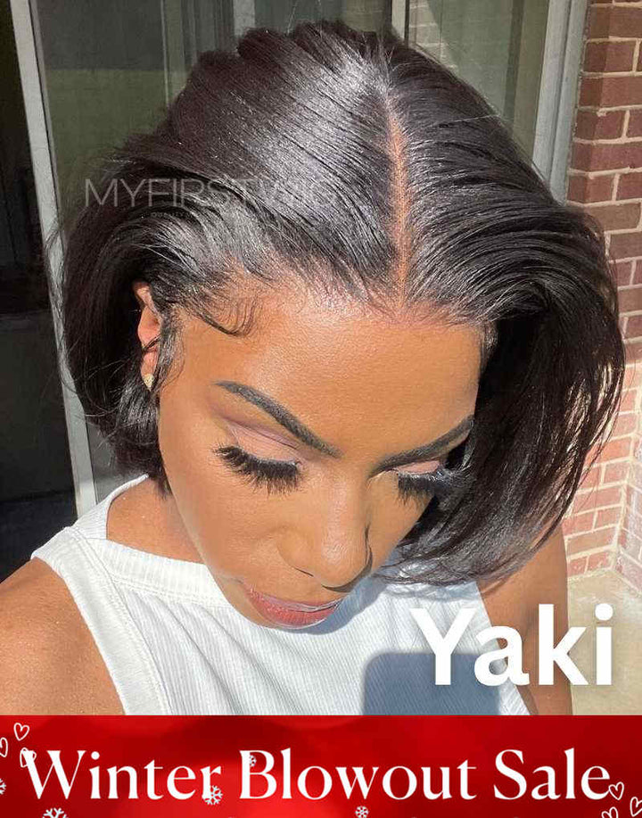 13x6 YAKI texture Short Bob 13x6 Lace Front Wig - NCB002US