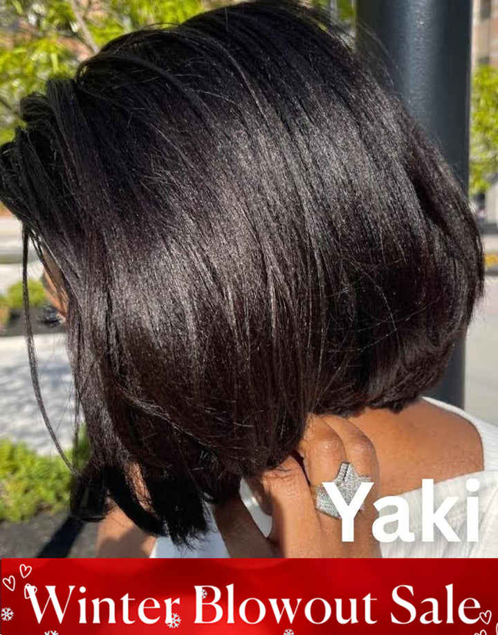 13x6 YAKI texture Short Bob 13x6 Lace Front Wig - NCB002US