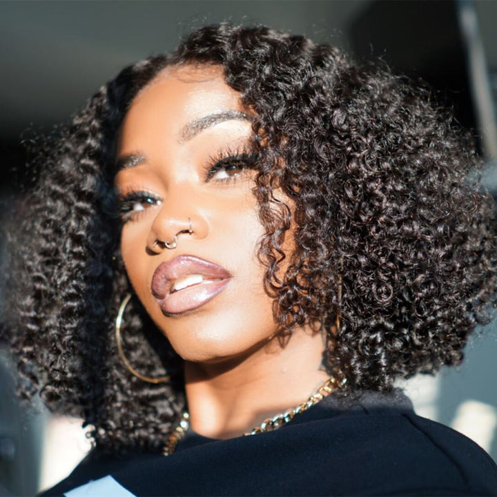13x6 Deep Wave Curly Short Hair Wig Undetectable Lace Glueless Lace Wig - NCC001